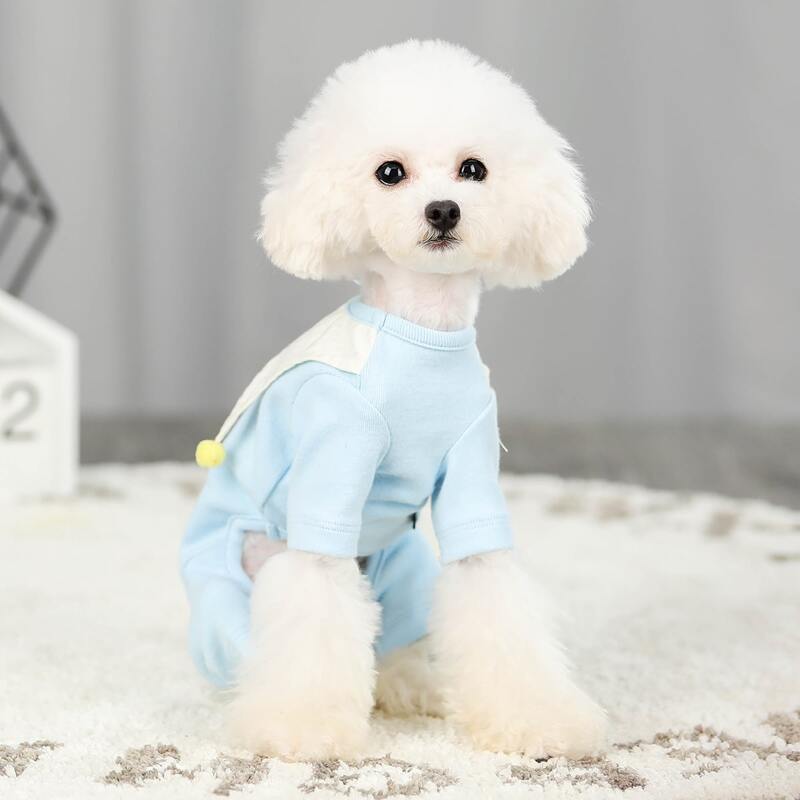 

Pom Pom Decor Dog Jumpsuit, Blue