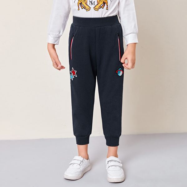 

Toddler Boys Star And Planet Embroidered Pants, Navy blue