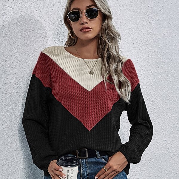

Color Block Waffle Knit Tee, Multicolor
