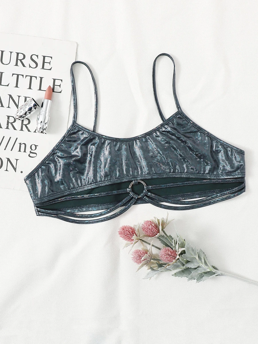 Sujetador con aro de color metálico - Azul - Ver 1