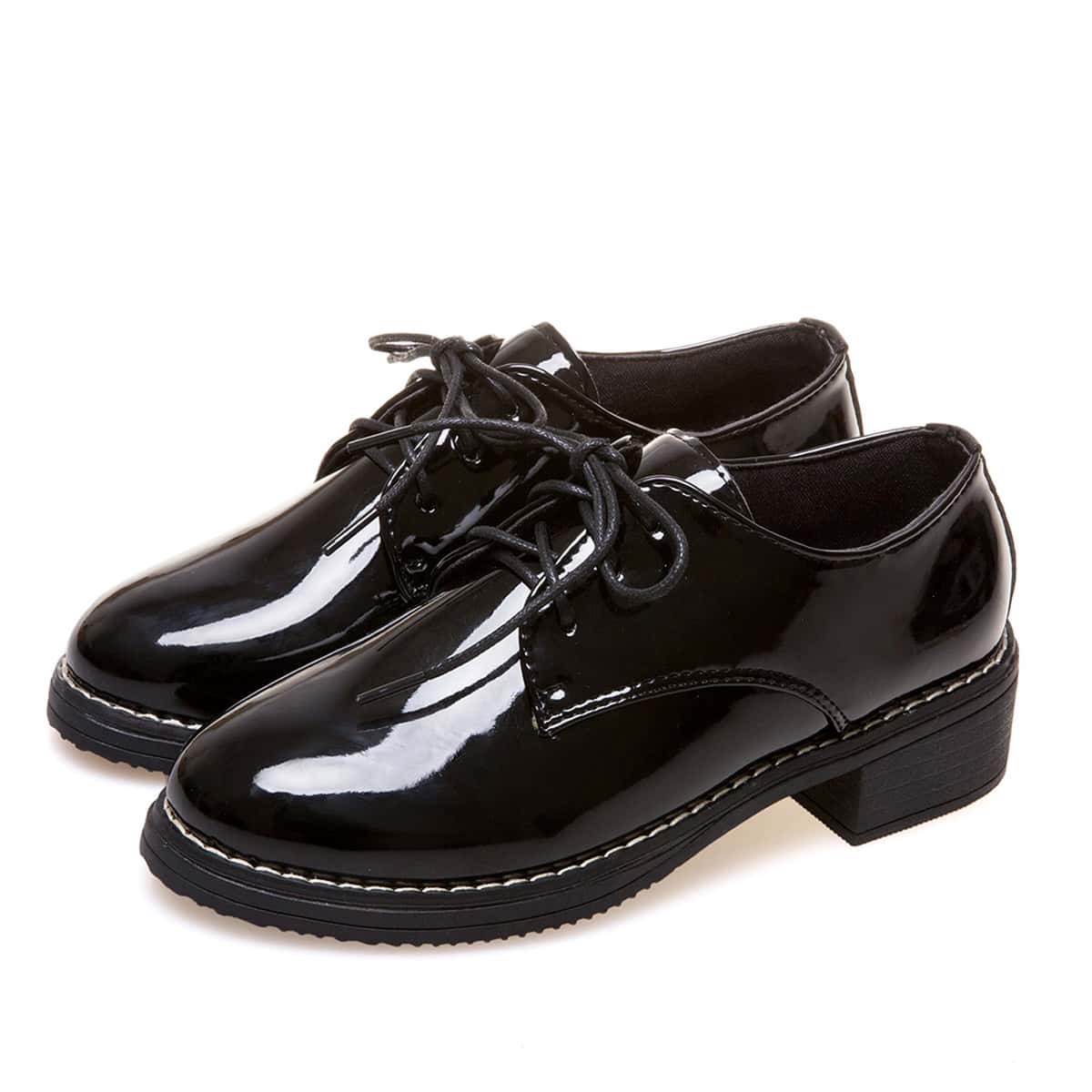 

Solid Lace-up Oxford Shoes, Black