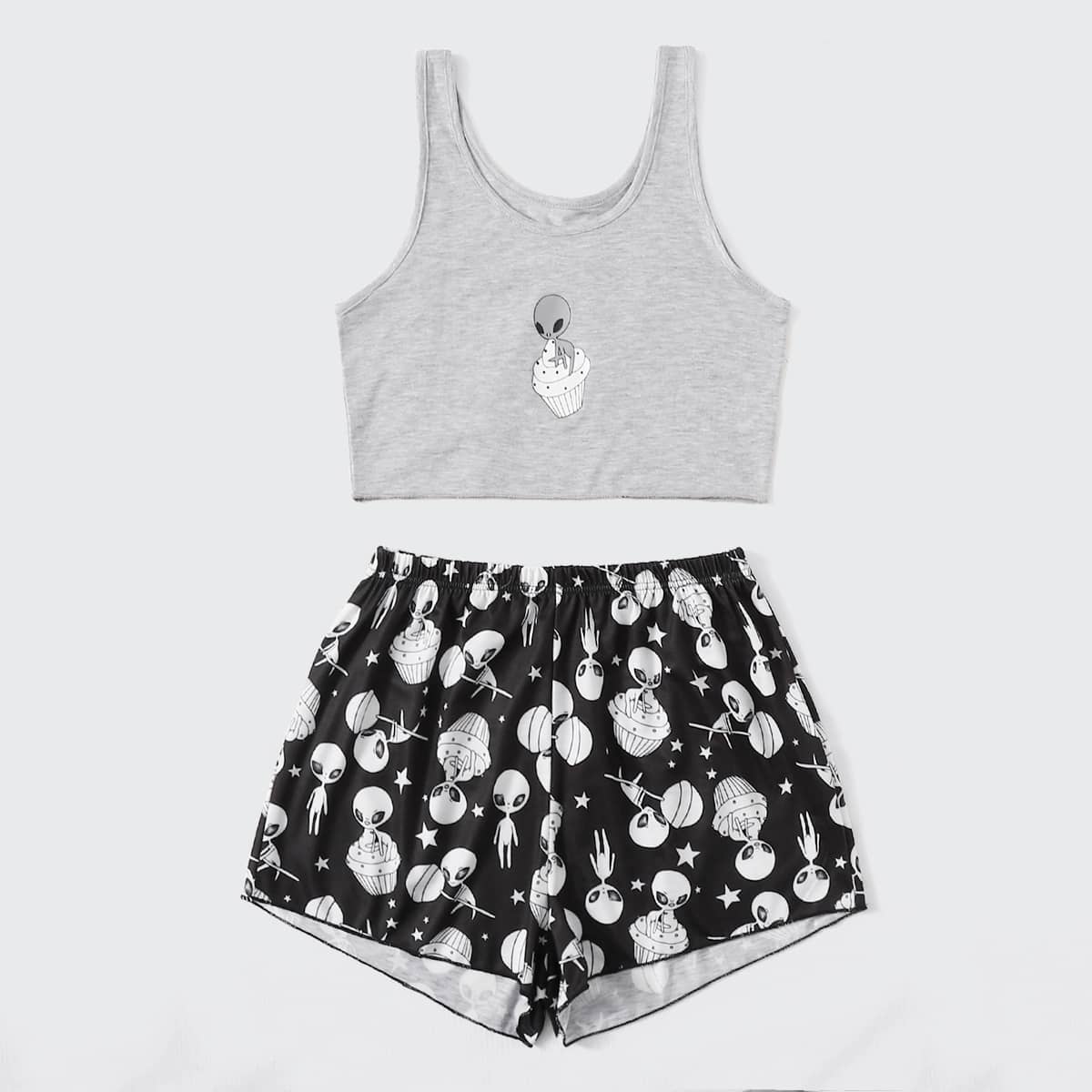

Alien Print Tank & Shorts PJ Set, Multicolor