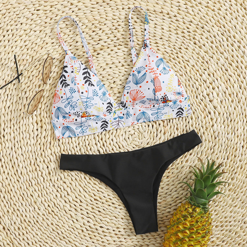 

Floral Triangle Bikini Swimsuit, Multicolor