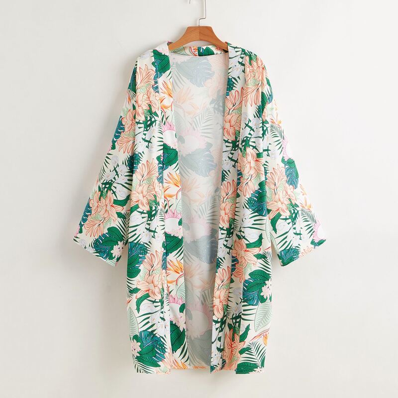 

Floral Open Front Kimono, Multicolor