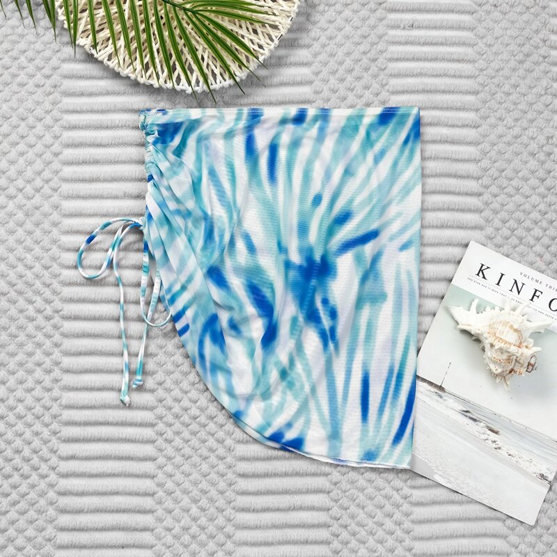 

Tie Dye Drawstring Decor Beach Skirt, Multicolor