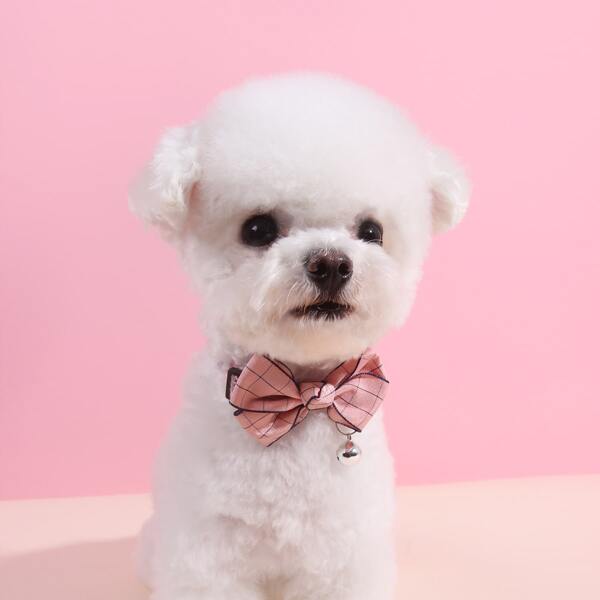 

Plaid Bow Decor Dog Collar, Pink