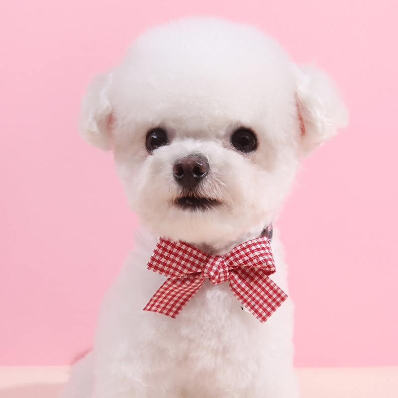 

Plaid Bow Decor Dog Collar, Red