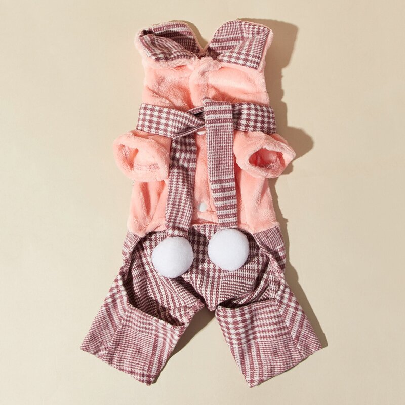 

Pom-pom Decor Plaid Dog Jumpsuit, Multicolor