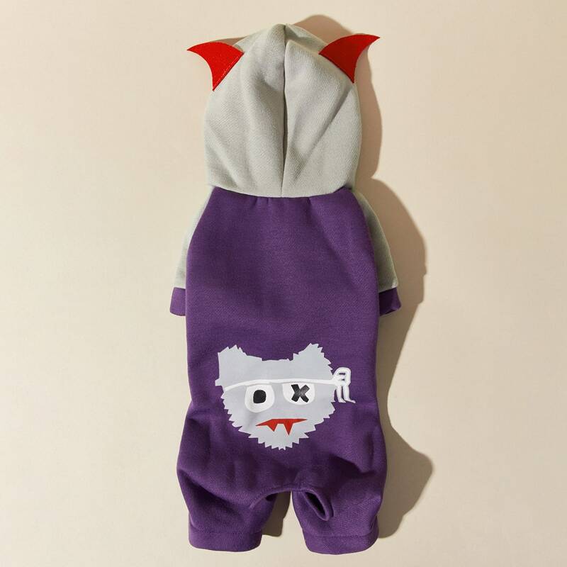 

Cat Print Hooded Dog Jumpsuit, Multicolor