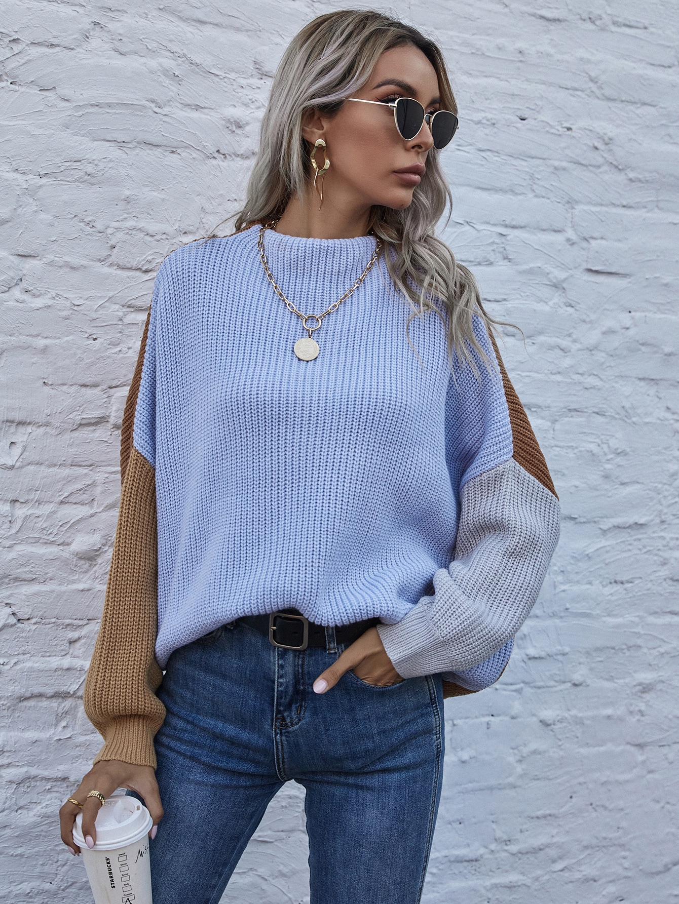 Drop Shoulder Colorblock Sweater thumbnail