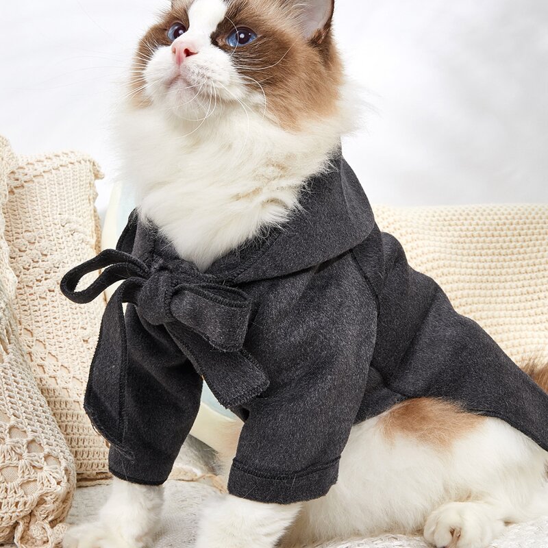 

Button Detail Plain Cat Coat, Dark grey