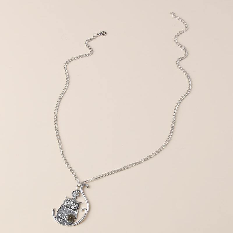 

Owl Pendant Necklace, Silver