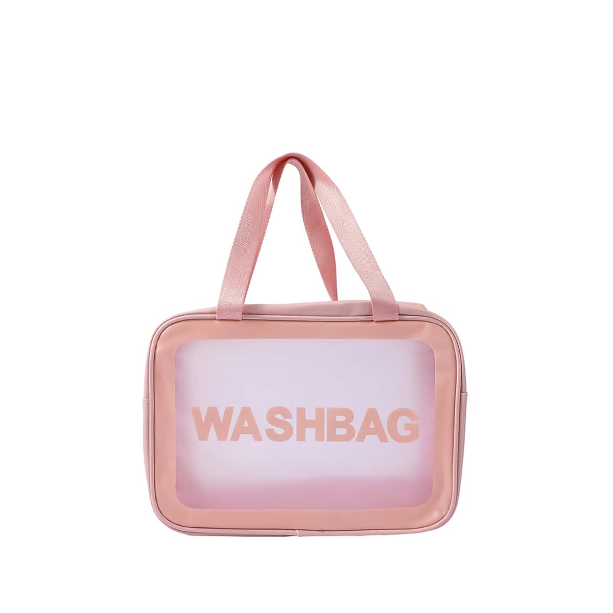 

Letter Graphic Portable Makeup Bag, Clear baby pink