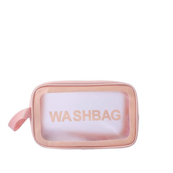 

Letter Graphic Makeup Bag, Clear baby pink