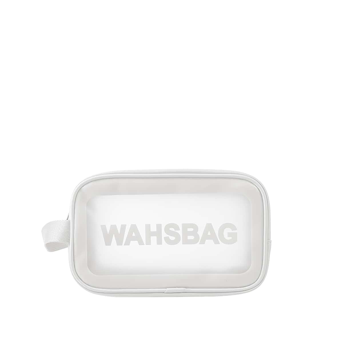 

Letter Graphic Makeup Bag, White clear