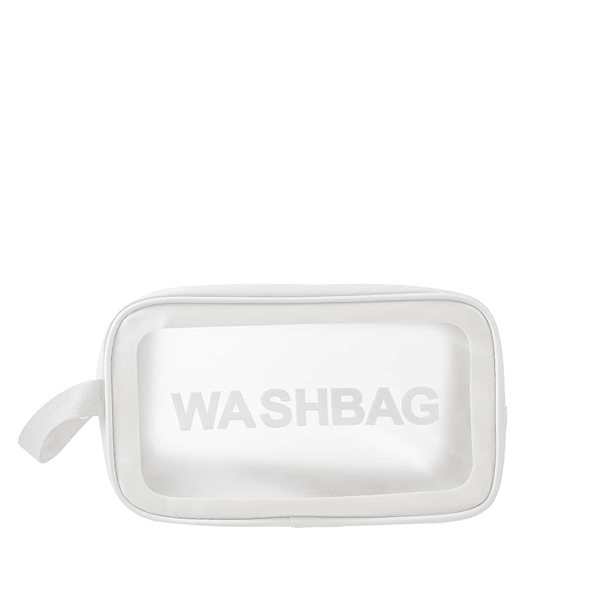 

Letter Graphic Makeup Bag, White clear