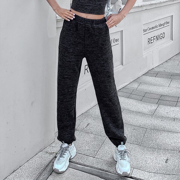 

Elastic Waist Space Dye Sweatpants, Dark grey