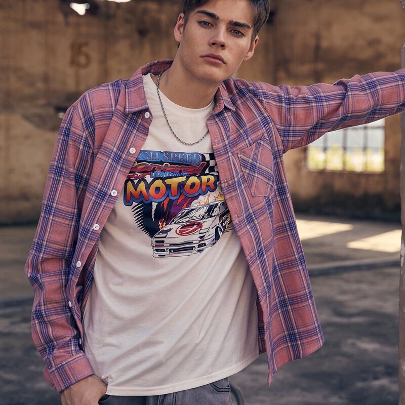 

Guys Pocket Front Plaid Shirt, Pink