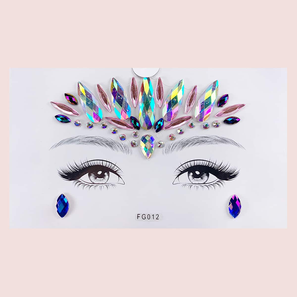 

1sheet Water-drop Colorful Rhinestone Eye Tattoo Sticker, Multicolor
