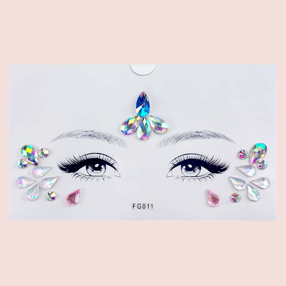 

1sheet Water-drop Colorful Rhinestone Eye Tattoo Sticker, Multicolor