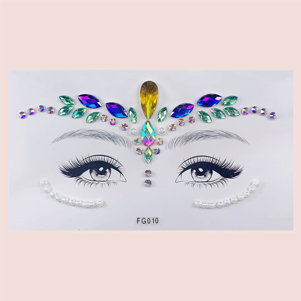 

1sheet Water-drop Colorful Rhinestone Eye Tattoo Sticker, Multicolor