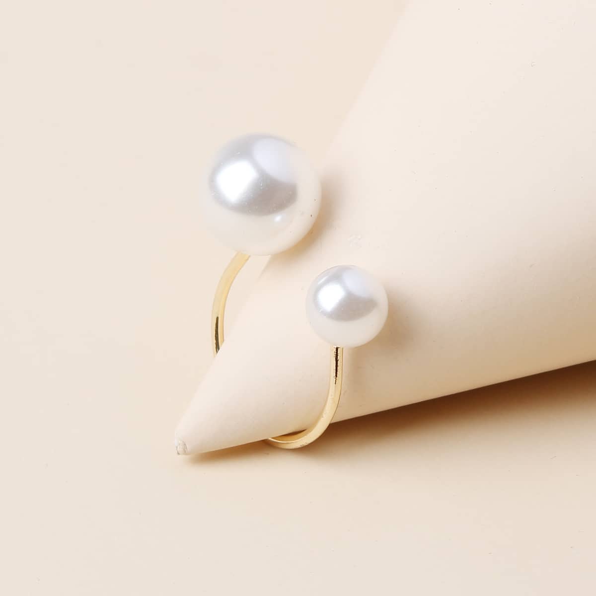 

Faux Pearl Cuff Ring, White