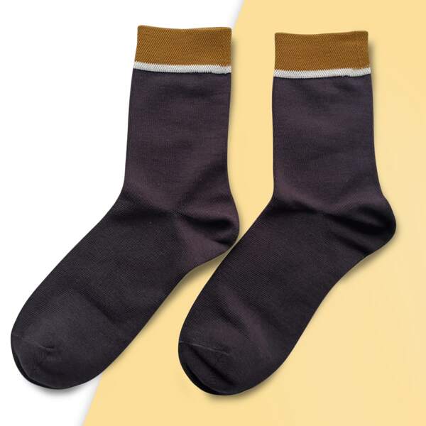 

Men Contrast Trim Socks, Dark grey