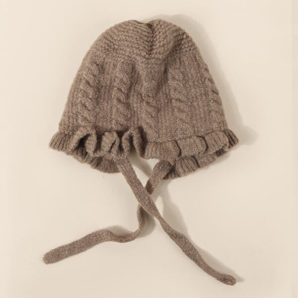 

Baby Ruffle Hem Knit Hat, Khaki