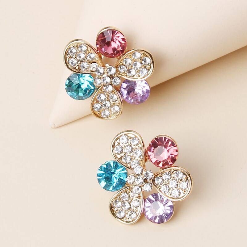 

Rhinestone Floral Stud Earrings, Multicolor