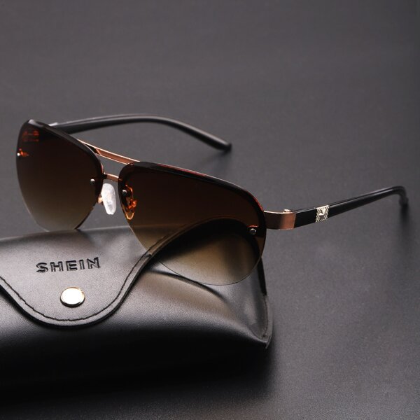 

Men Top Bar Aviator Sunglasses, Brown