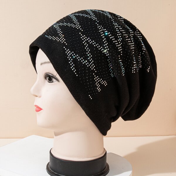 

Rhinestone Decor Hat, Black