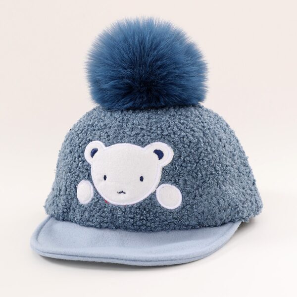 

Toddler Girls Cartoon Embroidery Teddy Baseball Cap, Blue