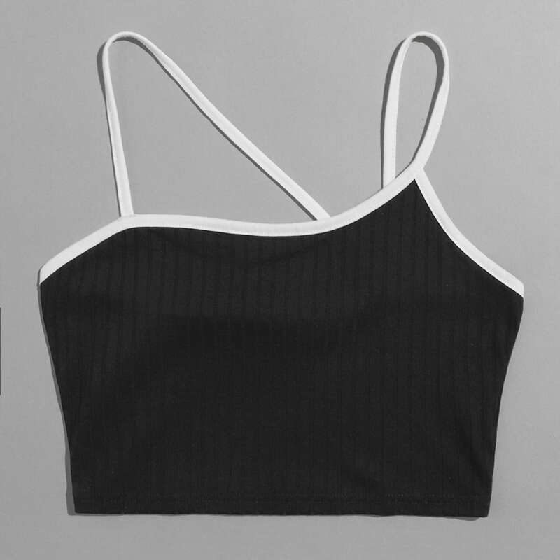 

Ribbed Ringer Crop Top, Black