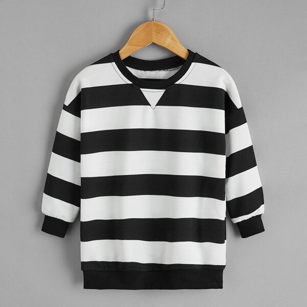 

Toddler Girls Color Block Drop Shoulder Sweatshirt, Black and white