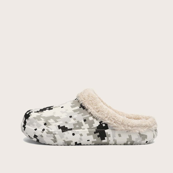 

Camo Pattern Faux Fur Lined Slippers, Multicolor