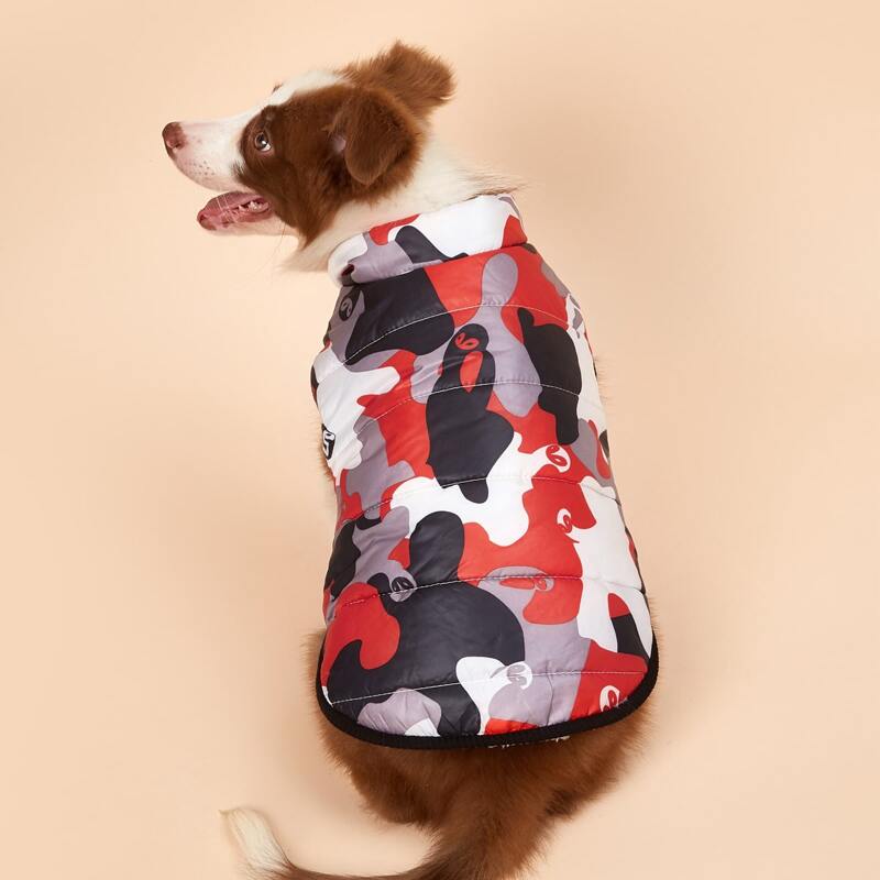 

Camo Pattern Zipper Dog Coat, Multicolor