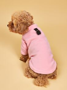 1 件寵物珊瑚絨皮帶扣粉紅色上衣,適合狗狗和貓,適合寵物秋冬保暖 - 粉色 - 查看 1