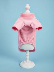 1 件寵物珊瑚絨皮帶扣粉紅色上衣,適合狗狗和貓,適合寵物秋冬保暖 - 粉色 - 查看 4