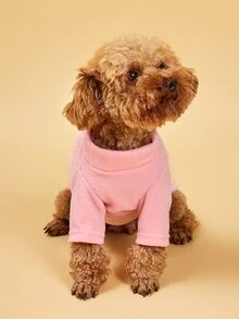 1 件寵物珊瑚絨皮帶扣粉紅色上衣,適合狗狗和貓,適合寵物秋冬保暖 - 粉色 - 查看 2