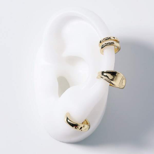 

3pcs Metal Ear Cuff, Gold