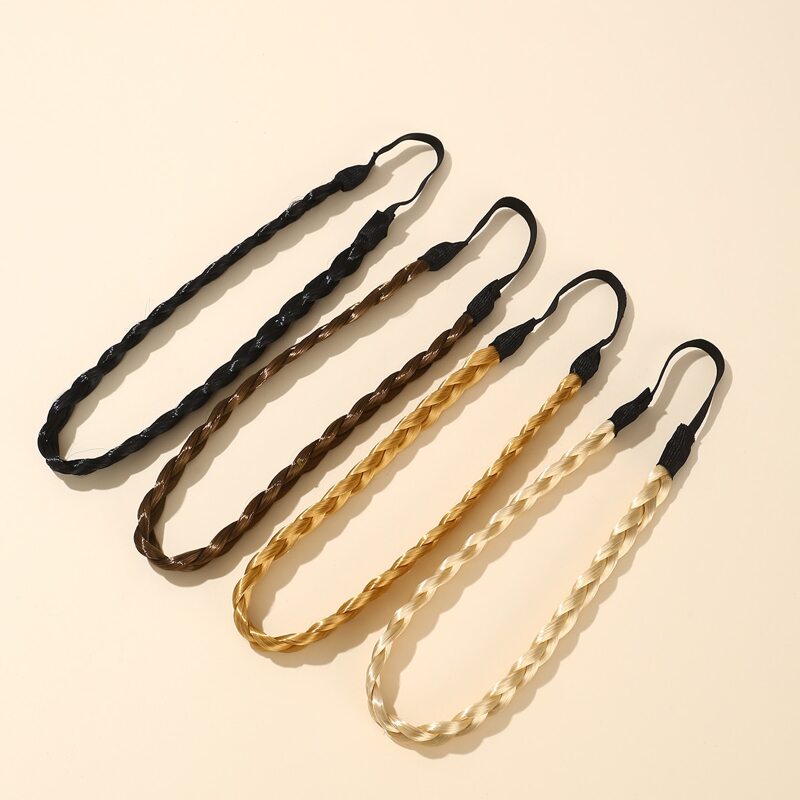 

4pcs Plain Braided Headband, Multicolor