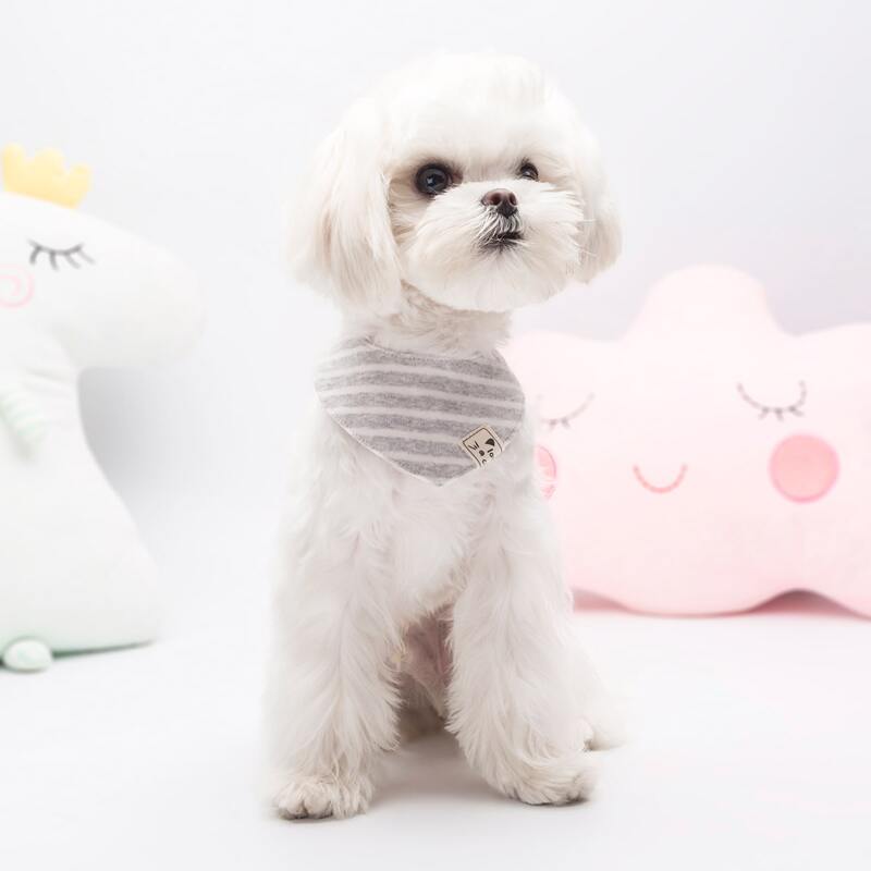 

1pc Striped Pattern Dog Bib, Grey