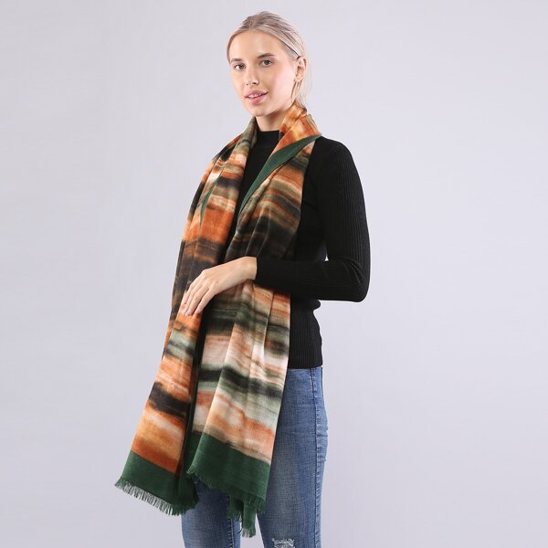 

Color Block Raw Hem Scarf, Multicolor