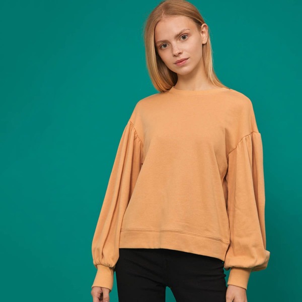

Drop Shoulder Solid Pullover, Camel