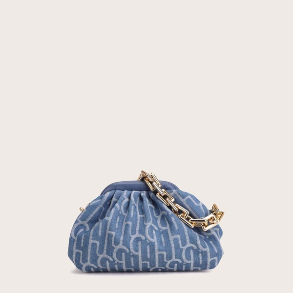

Chain Ruched Bag, Blue