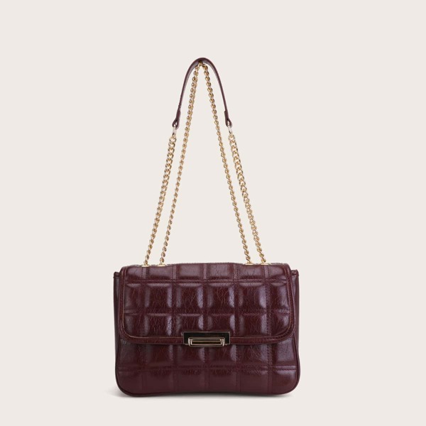 

Stitch Detail Chain Shoulder Bag, Burgundy