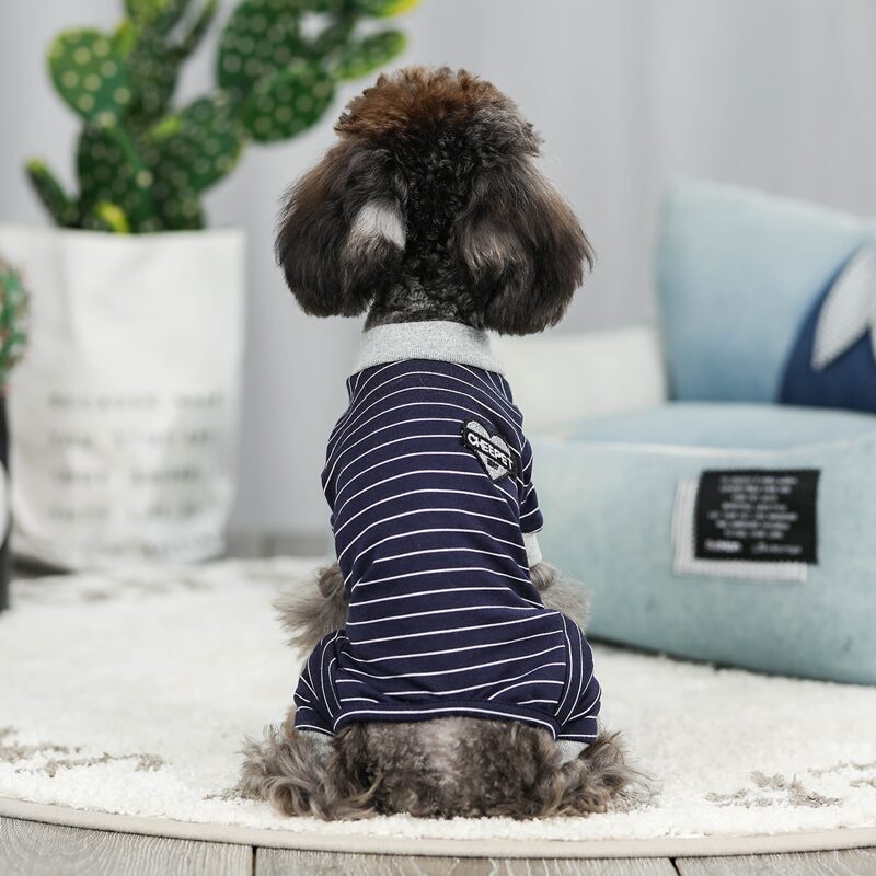 

Striped Pattern Dog Jumpsuit, Navy blue