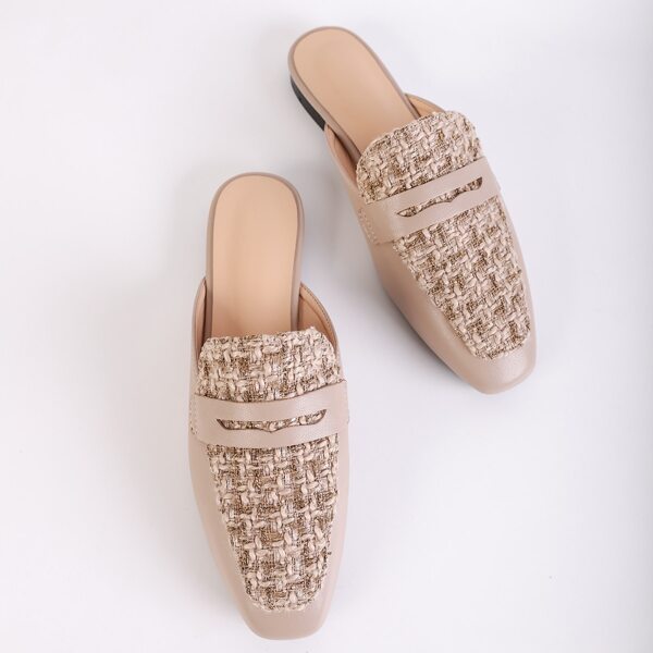 

Tweed Loafer Mules, Apricot
