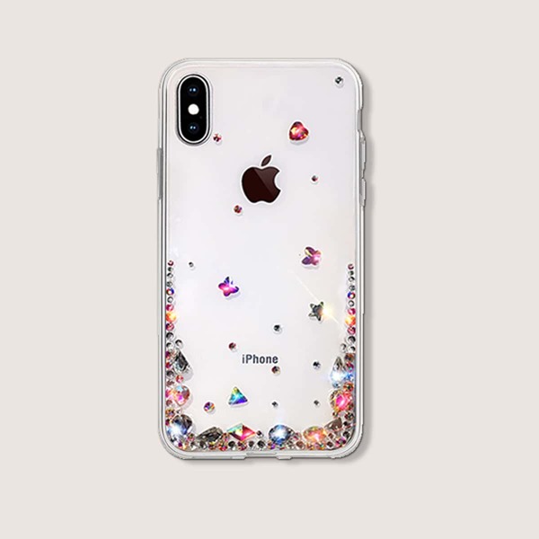 

Rhinestone Decor Transparent iPhone Case, Clear