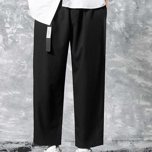 

Men Letter Tape Straight Leg Pants, Black